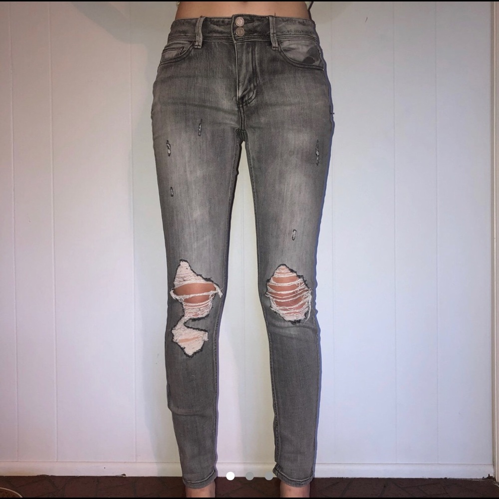 Grey skinny ankle jeggings
